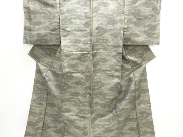 JAPANESE KIMONO / TSUMUGI / WOVEN FLORAL PLANTS
